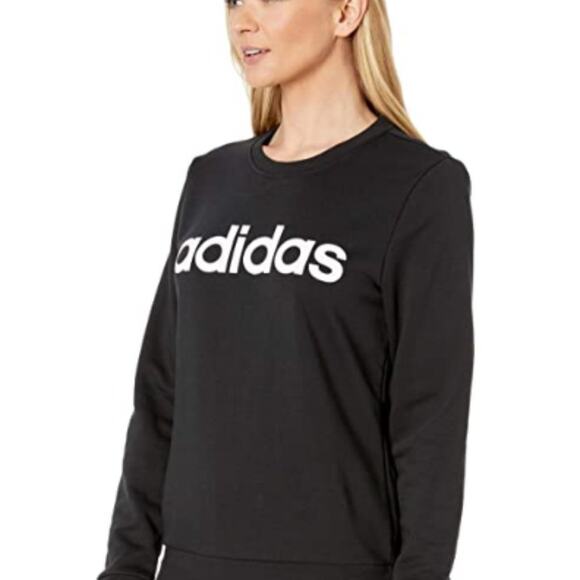 ADIDAS Women's Essentials Linear Sweatshirt, Black, L - Picture 5 of 9